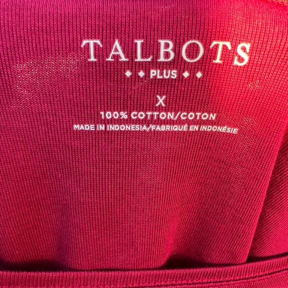 TALBOTS Cotton Long Sleeve Tee/ Beet Red - Picture 3 of 4